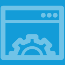 computer browser with a gear on screen icon