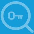 magnifying glass with a key in view icon