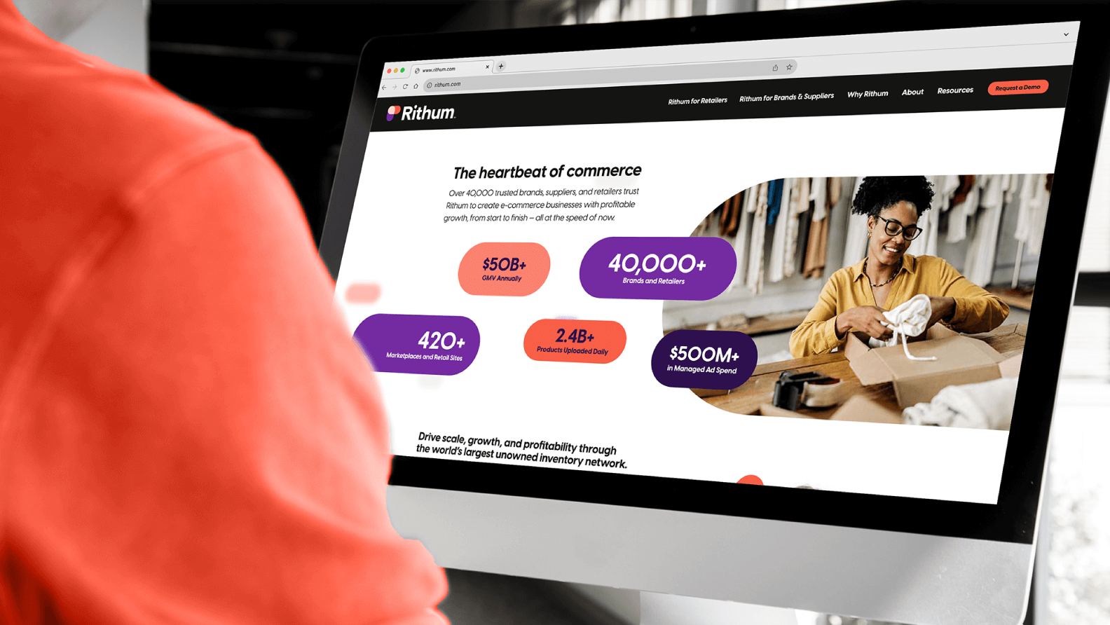user viewing the new Rithum website